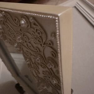 Silver crystal beaded and Pearl detailed picture frame w velvet backing NWOT